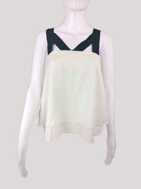 1. State White/Black Cami Blouse Tank